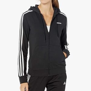 adidas Women's Essentials Single Jersey 3-Stripes Full-Zip Hoodie